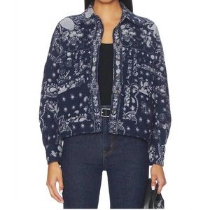 We The Free people bandana jacquard Jacket in indigo color
